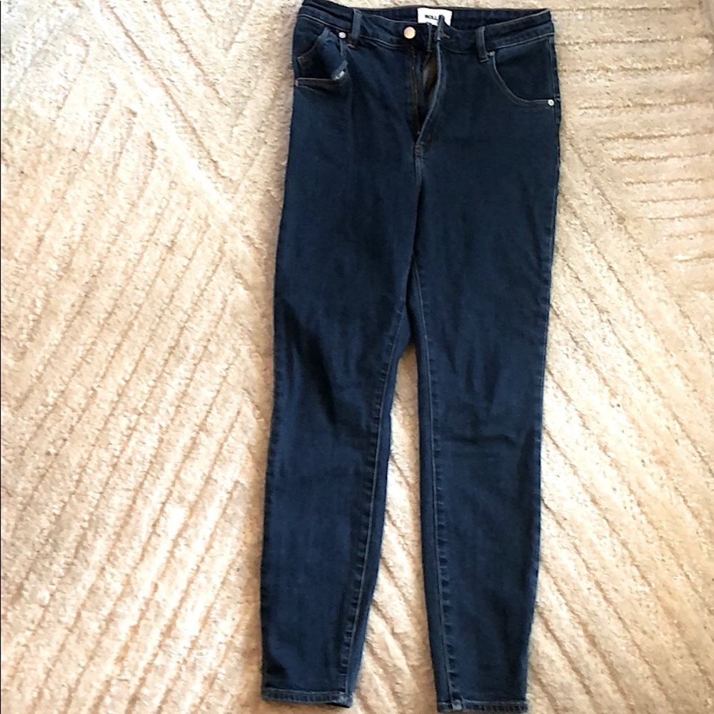 Dark Blue Rollas high rise skinny jeans size 31